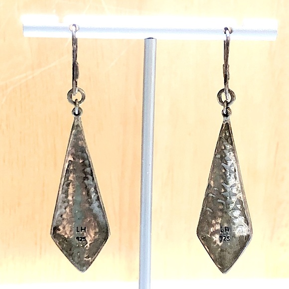 LOIS HILL Drop Dangle Sterling Oxidized Granulated & Cutout Overlapping Earrings - Picture 9 of 17